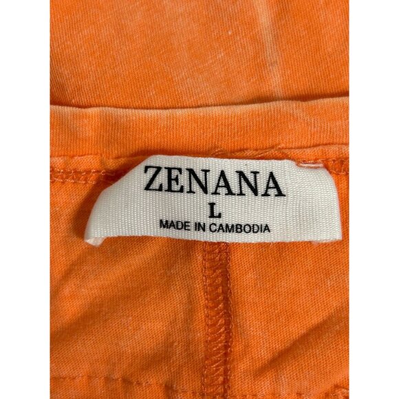 Zenana Crinkle Wash V-Neck Sleeveless Tank in Orange - Sz L - Picture 3 of 5